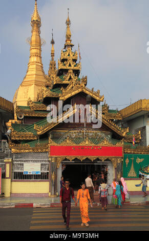 Myanmar, Yangon Sule Pagode, buddhistische Tempel, Menschen, Stockfoto