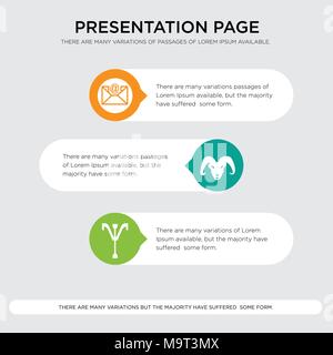 Psi, Ram, e-Presentation Design vorlage in Orange, Grün, Gelb Farben mit horizontalen und runden Formen Stock Vektor