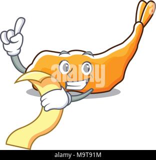 Mit Menü tempura Maskottchen Cartoon Stil Stock Vektor