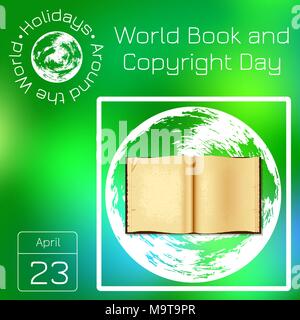 Kalender. Urlaub rund um die Welt. Ereignis des Tages. Grüne blur Hintergrund - Name, Datum, Abbildung. Für Zeitschriften, pädagogische Unterhaltung pub Stock Vektor