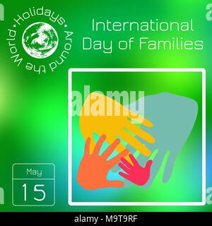 Kalender. Urlaub rund um die Welt. Ereignis des Tages. Grüne blur Hintergrund - Name, Datum, Abbildung. Für Zeitschriften, Bildung, Unterhaltung. Ich Stock Vektor