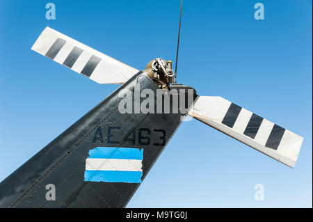 Detail der Heckrotor von Bell Huey II Hubschrauber mit Registrierung AE 463 der Argentinischen Luftwaffe, Argentinien Stockfoto