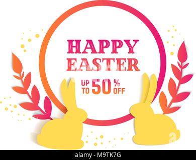 Ostern Verkauf banner Hintergrund Vorlage mit modernen und farbenfrohen Frühling Gras und Eier. Stock Vektor