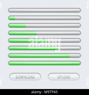 Fortschrittsanzeige. Gray Line mit grünen Ladehöhe Stock Vektor