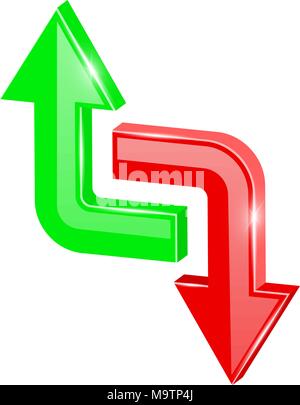 Farbige 3D-Pfeile, oben und unten Stock Vektor
