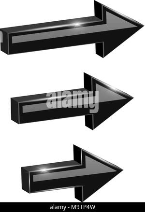 Schwarz gerade Pfeile. Web3d glänzend Symbole Stock Vektor
