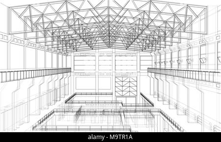 Lager Skizze. 3D-Darstellung Stockfoto