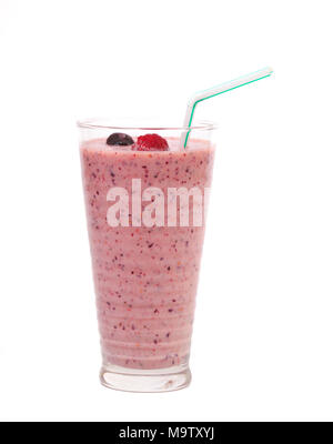 Fruit Smoothie in ein Glas mit Strohhalm Stockfoto