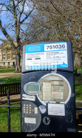 Fahrkartenautomaten, Parkplatz in Somerset Bath, England Großbritannien Stockfoto