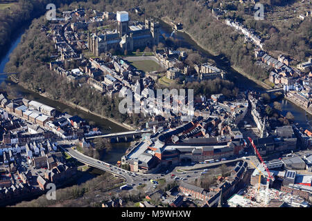 Luftaufnahme von Durham City Center Stockfoto