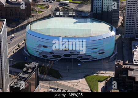 Luftaufnahme der ersten direkten Stadion Auditorium gig Veranstaltungsort in Leeds, West Yorkshire, UK Stockfoto