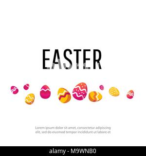 Frohe Ostern Szene mit Eier und Hasen. Konzept für Banner, Flyer, Einladungen, Grußkarten, Ferienwohnung und Hintergründen. Stock Vektor