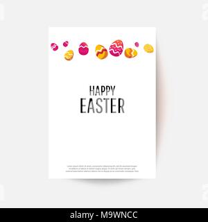 Frohe Ostern Szene mit Eier und Hasen. Konzept für Banner, Flyer, Einladungen, Grußkarten, Ferienwohnung und Hintergründen. Stock Vektor