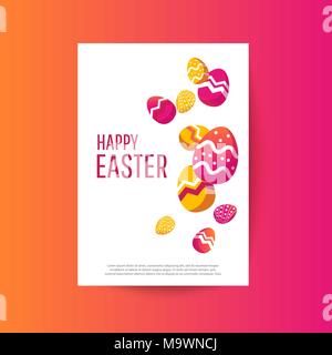 Frohe Ostern Szene mit Eier und Hasen. Konzept für Banner, Flyer, Einladungen, Grußkarten, Ferienwohnung und Hintergründen. Stock Vektor