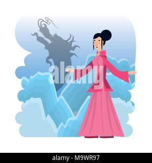 Die chinesische Kultur geisha Kultur Charakter Vector Illustration Design Stock Vektor