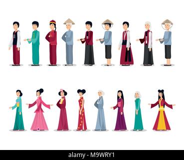 Die chinesische Kultur Menschen Zeichen Vector Illustration Design Stock Vektor