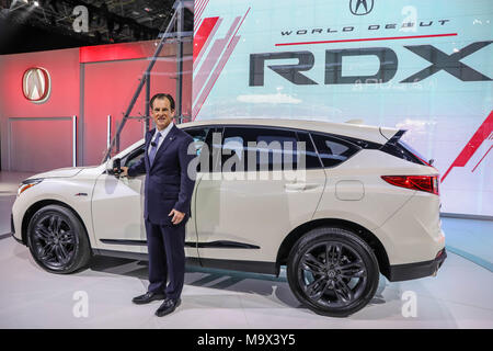 New York, New York, USA. 28. März, 2018. Acura RDX ist nach seiner Enthüllung auf der New York International Auto Show, 28. März 2018 im Jacob K. Javits Convention Center in New York City gesehen. Die Auto Show öffnet am 30. März und wird bis April 8. Credit: William Volcov/ZUMA Draht/Alamy leben Nachrichten Stockfoto