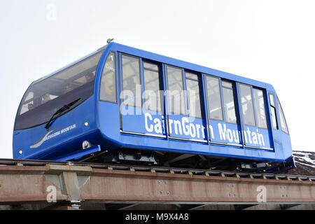 Aviemore, Schottland, Vereinigtes Königreich, 28, März, 2018. Die standseilbahn an Cairngorm Mountain Ski Center wie die Osterferien beginnen, © Ken Jack/Alamy leben Nachrichten Stockfoto