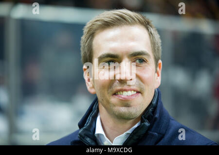 Berlin, Deutschland. 28. März, 2018. Philipp LAHM (ehemaliger Nationalspieler), Brustbild Fussball Laenderspiel, Freundschaftsspiel, Deutschland (GER) - Brasilien (BRA) 0:1, am 27.03.2018 in Berlin/Deutschland. | Verwendung der weltweiten Kredit: dpa/Alamy leben Nachrichten Stockfoto