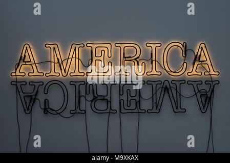 LOS ANGELES, Ca - 15. März 2018: 'Double Amerika 2', 2014 von Glenn Ligon, die in den Grundzügen Museum in der Innenstadt von Los Angeles am 15. März 2018. Stockfoto