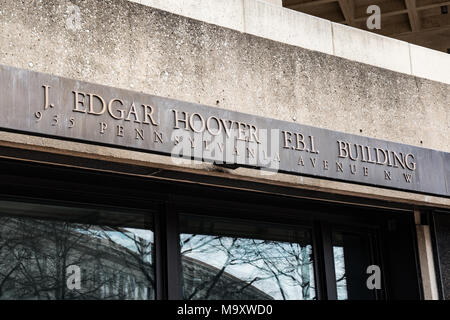 WASHINGTON, DC - 14. MÄRZ 2018: die Fassade der J.Edgar Hoover FBI-Gebäude in Washington DC Stockfoto