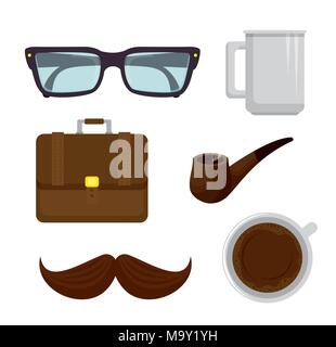 Happy Vatertag set Zubehör Symbole Vector Illustration Design Stock Vektor