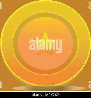 Vector Illustration: Crypto Münze Symbol des goldenen Stern auf orangem Hintergrund isoliert. Name des cryptocurrency. Digitale Währung Stock Vektor