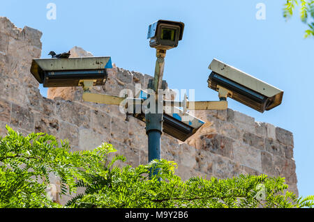 Videoüberwachung Kameras oder die CCTV in Jerusalem, Israel Stockfoto
