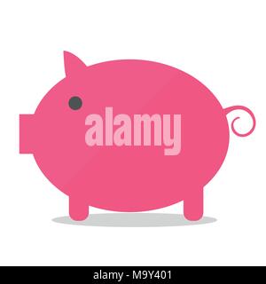 Cartoon Schwein im flachen Stil auf weißem Hintergrund Stock Vektor