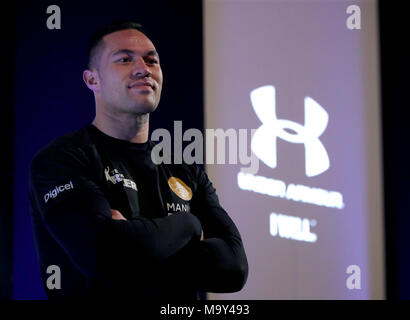 Joseph Parker während der Media Training in der St. David's Hall, Cardiff. Stockfoto