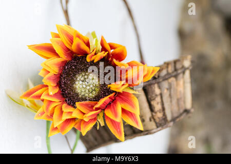 Sonnenblumen im Korb Stockfoto