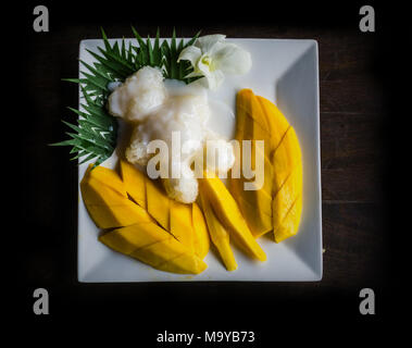 Mango Reis, thailändisches Dessert traditionelles Essen, modern und nett essen Dekoration Stockfoto