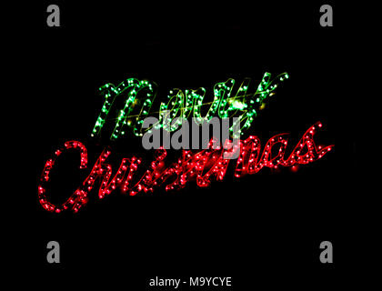 Weihnachtskarte für Weihnachten, frohe Feiertage, leuchtet grün und rot, Abbildung Stockfoto