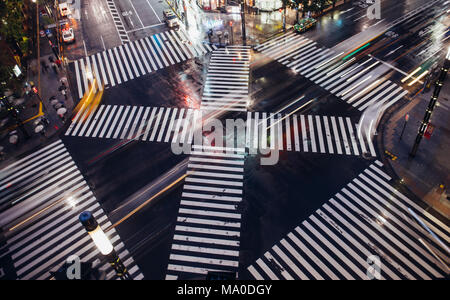 Ampeln in Tokyo. Luftaufnahme der Ginza Kreuz Stockfoto