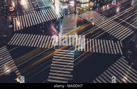 Ampeln in Tokyo. Luftaufnahme der Ginza Kreuz Stockfoto