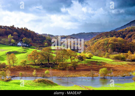 Ein malerischer Herbst Blick auf Langdale im englischen Lake District. Stockfoto