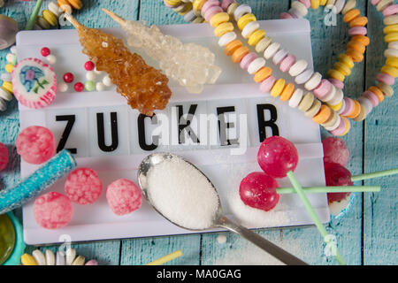 Zucker - das deutsche Wort für Zucker Stockfoto