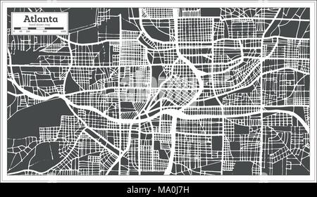 Atlanta Georgia USA Stadtplan im Retro-stil. Übersichtskarte. Vector Illustration. Stock Vektor