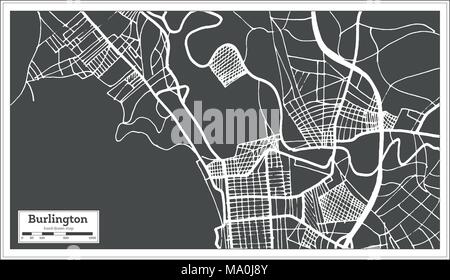 Burlington Vermont USA Stadtplan im Retro-stil. Übersichtskarte. Vector Illustration. Stock Vektor