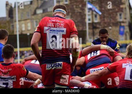 Badewanne Rugby Zusammentreffen mit Aviva Premiership Rivalen Worcester, Recreation Ground, Badewanne, 7. Oktober 2017 Stockfoto