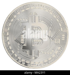 Bitcoin cryptocurrency Konzept, grafische Collage, Metall Effekt Stockfoto