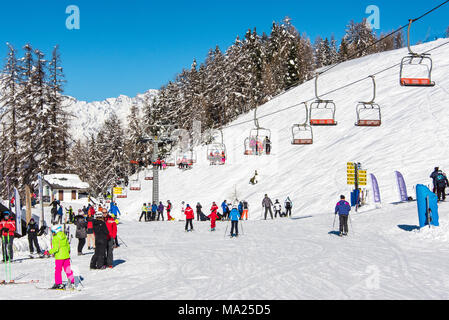 Pila Ski Resort, Aostatal, Italien Stockfoto