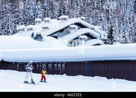 Pila Ski Resort, Aostatal, Italien Stockfoto