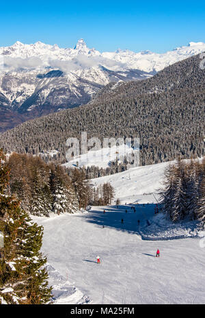 Pila Ski Resort, Aostatal, Italien Stockfoto