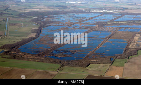 Luftaufnahme von Hatfield Mauren Moorbecken und Naturschutzgebiet in der Nähe von Doncaster, South Yorkshire Stockfoto