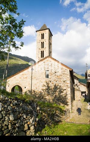 Nationalpark Aigüestortes: Kirche im Vall de Boi, World Heritage Site in Pyrenäen, Katalonien, Spanien Stockfoto