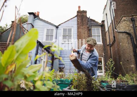 Robin Gill, Küchenchef und Besitzer des Restaurants Paradise Garage auf der Dachterrasse, London, England Stockfoto