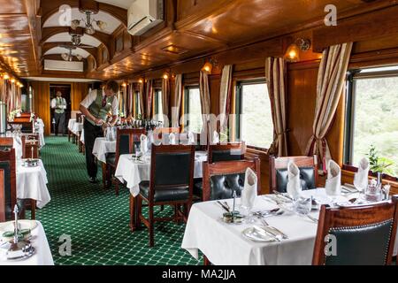 Das buffet Auto im luxuszug Rovos Rail (von Durban nach Pretoria, Südafrika) Stockfoto