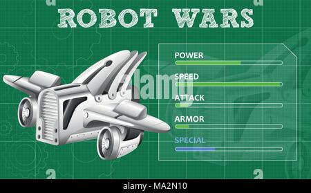 Robot Wars mit besonderen Eigenschaften Abbildung Stock Vektor