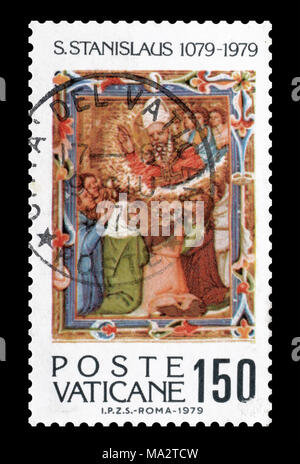 Storniert Briefmarke von Vatikanstadt gedruckt, das zeigt die Heilige Stenislaus, circa 1979. Stockfoto